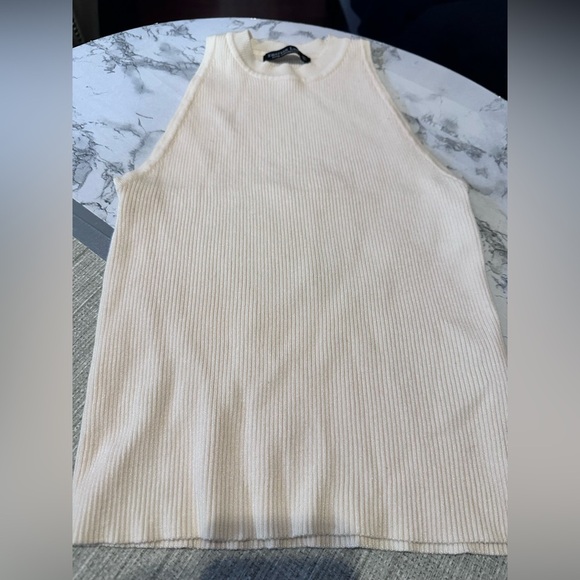 Emerson Lang Women’s Tank Cream Ribbed Sleeveless Top Viscose Small - Picture 7 of 13